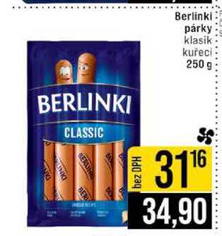 Berlinki párky klasik kuřecí 250 g