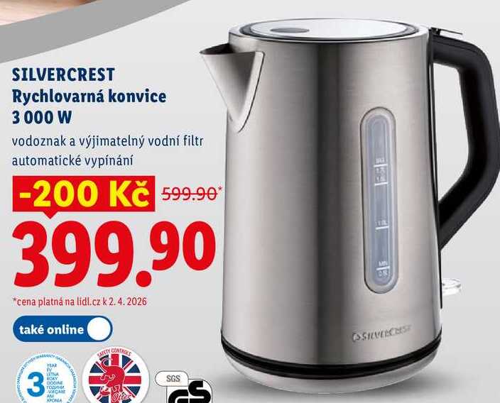 SILVERCREST Rychlovarná konvice 3 000 W 