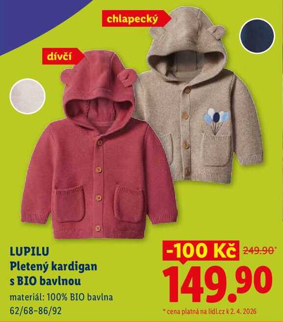 LUPILU Pletený kardigan S BIO bavlnou 