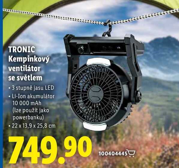 TRONIC Kempinkový ventilátor se světlem 