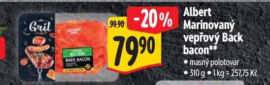 Albert Marinovaný vepřový Back bacon, 310 g