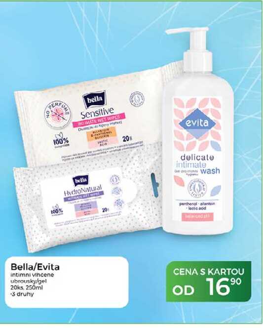 Bella/Evita intimní vlhčené ubrousky/gel 20ks, 250ml