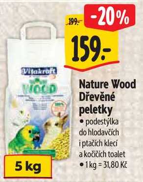 Nature Wood Dřevěné peletky, 5 kg