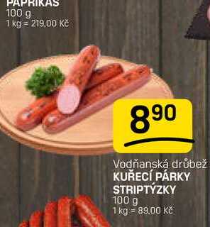 KUŘECÍ PÁRKY STRIPTÝZKY 100 g 