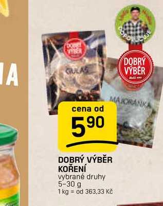 DOBRÝ VÝBĚR KOŘENÍ vybrané druhy 5-30 g