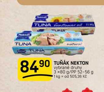 TUŇÁK NEKTO vybrané druhy 3x80 g/PP 52-56 g