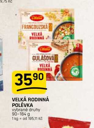 VELKÁ RODINNÁ POLÉVKA vybrané druhy 90-184 g 