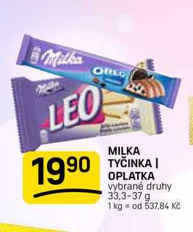 MILKA TYČINKA OPLATKA vybrané druhy 33,3-37 g