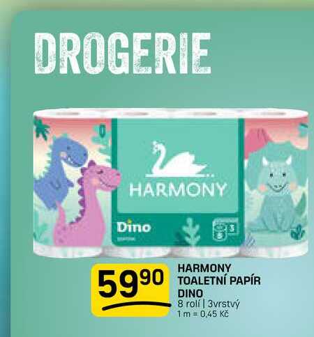 HARMONY TOALETNÍ PAPÍR DINO 8 rolí | 3vrstvý