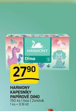 HARMONY Dino 2790 HARMONY KAPESNÍKY PAPÍROVÉ DINO 150 ks | box | 2vrstvé 1 ks = 0,19 Kč 