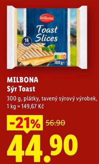 MILBONA Sýr Toast, 300 g