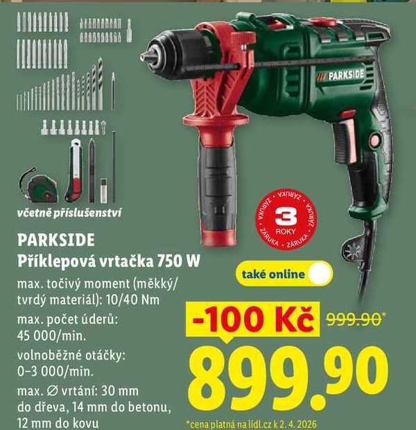 PARKSIDE Příklepová vrtačka 750 W max. 