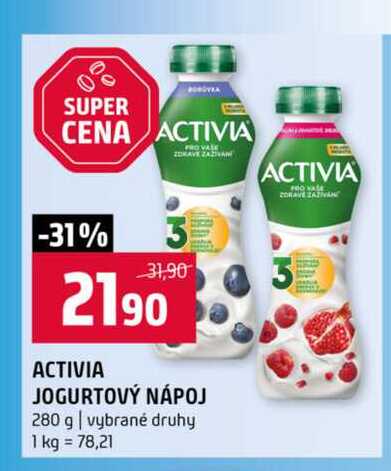 ACTIVIA JOGURTOVÝ NÁPOJ 280 g vybrané druhy