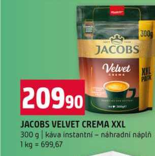 JACOBS VELVET CREMA XXL 300 g káva instantní náhradní náplň