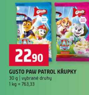 GUSTO PAW PATROL KRUPKY 30 g vybrané druhy 