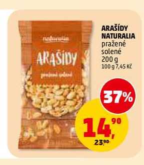 ARAŠÍDY NATURALIA pražené solené, 200 g