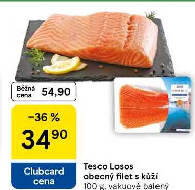 Tesco Losos obecný filet s kůží, 100 g 