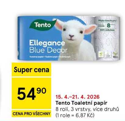 Tento Toaletní papír, 8 rolí, 3 vrstvy