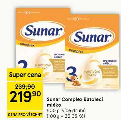 Sunar Complex Batolecí mléko, 600 g, více druhů  