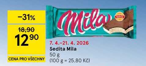 Sedita Mila 50 g CENA PRO VŠECHNY (100 g = 25,80 Kč)