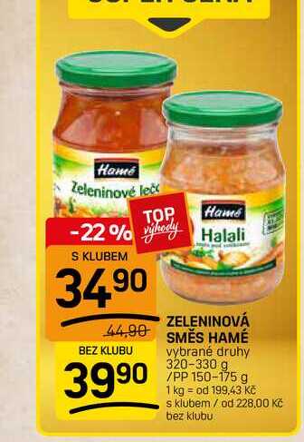 ZELENINOVÁ SMĚS HAMÉ vybrané druhy 320-330 g /PP 150-175 g 