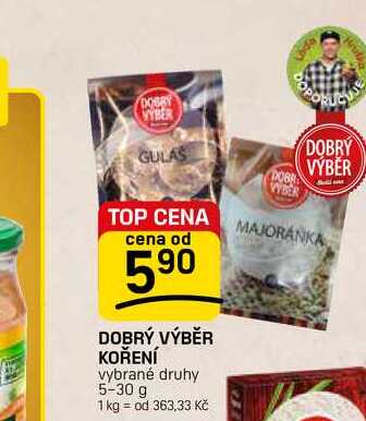 DOBRÝ VÝBĚR KOŘENÍ vybrané druhy 5-30 g