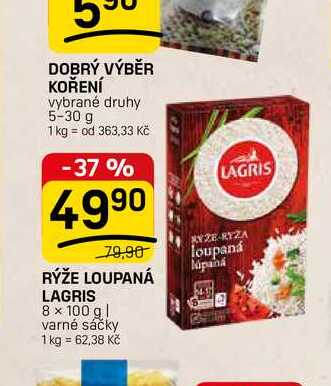RÝŽE LOUPANÁ LAGRIS 8 × 100 g | varné sáčky 