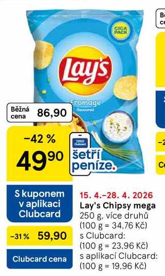 Lay's Chipsy mega, 250 g, více druhů  
