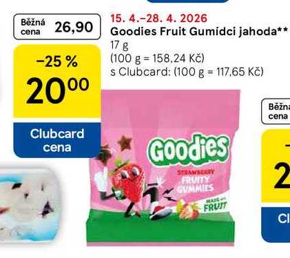 Goodies Fruit Gumídci jahoda, 17 g  