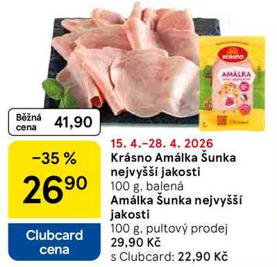 Krásno Amálka Šunka nejvyšší jakosti, 100 g