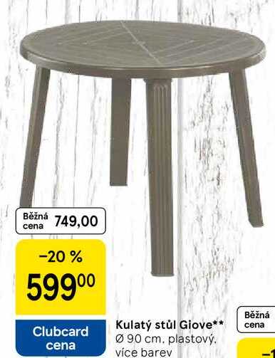 Kulatý stůl Giove, Ø 90 cm. plastový. více barev 