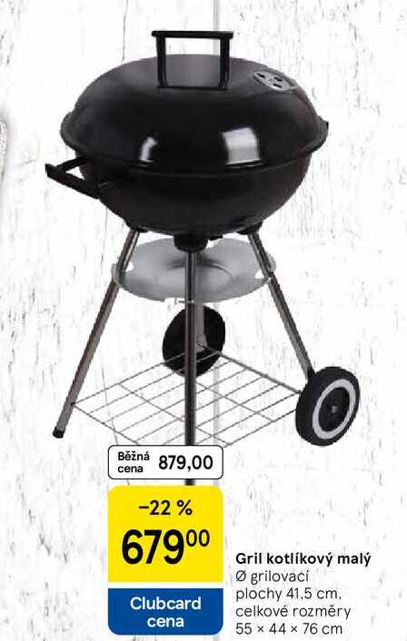 Gril kotlíkový malý, Ø grilovací plochy 41,5 cm. celkové rozměry 55 x 44 x 76 cm 