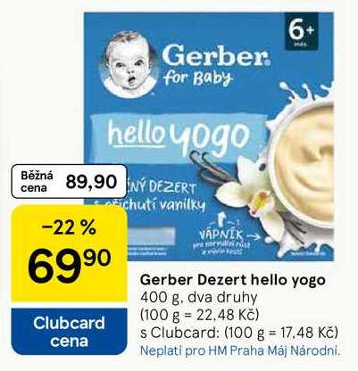 Gerber Dezert hello yogo, 400 g, dva druhy  