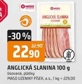 ANGLICKÁ SLANINA 100 g lisovaná, plátky 