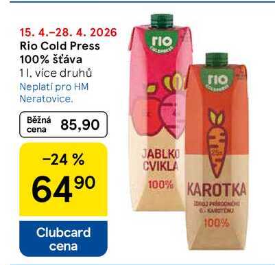Rio Cold Press 100% šťáva, 1 l