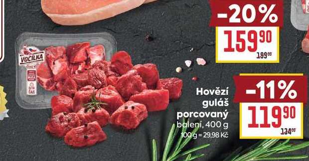 Hovězí guláš porcovaný balení, 400 g 