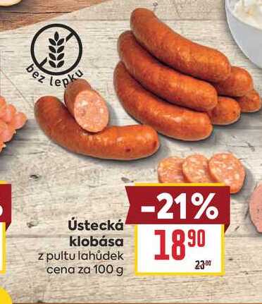 Ústecká klobása z pultu lahůdek cena za 100 g