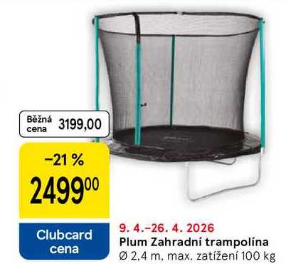Plum Zahradní trampolína, Ø 2.4 m, max. zatížení 100 kg