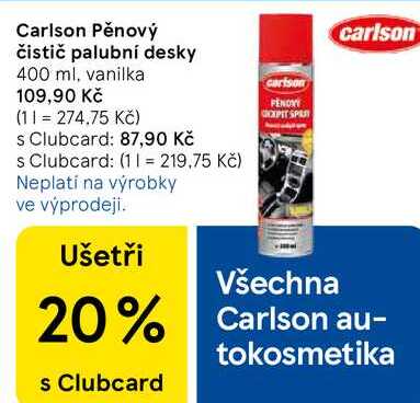 Carlson Pěnový čistič palubní desky, 400 ml, vanilka
