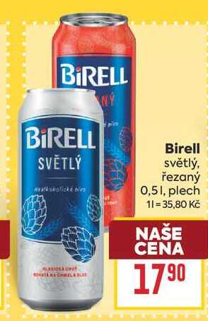 Birell světlý, řezaný 0,51, plech