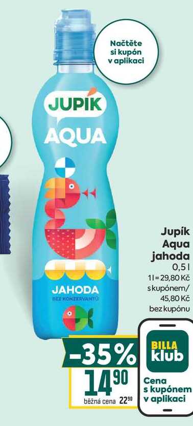 Jupík Aqua jahoda 0,5l