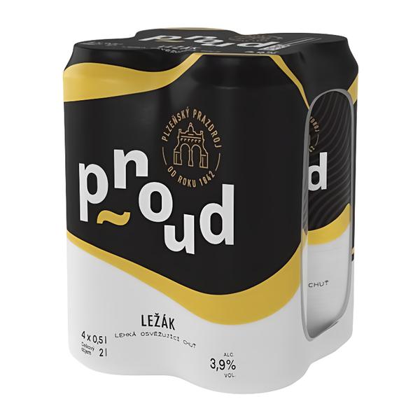 Proud pivo ležák světlý 4×0,5 l plech