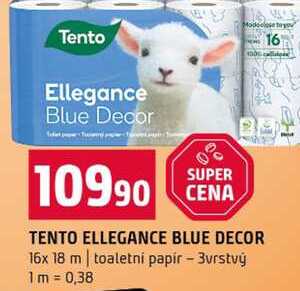TENTO ELLEGANCE BLUE DECOR 16x 18 m toaletní papír 3vrstvý 