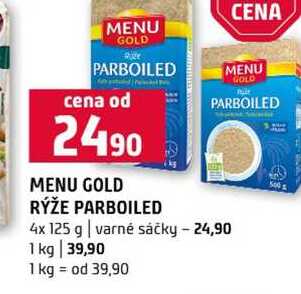 MENU GOLD RÝŽE PARBOILED 4x 125 g varné sáčky 