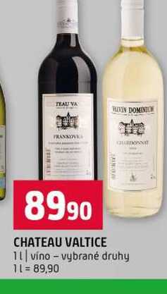 CHATEAU VALTICE 1l víno vybrané druhy 
