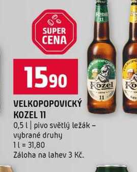 VELKOPOPOVICKÝ KOZEL 11 0,5l pivo světlý ležák vybrané druhy 