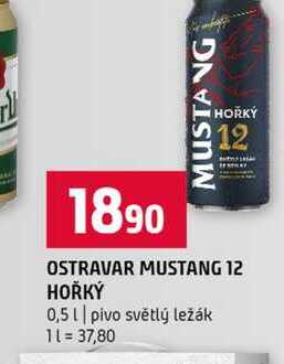 OSTRAVAR MUSTANG 12 HOŘKÝ 0,5l pivo světlý ležák 