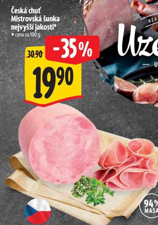 Česká chuť Mistrovská šunka nejvyšší jakosti 100 g