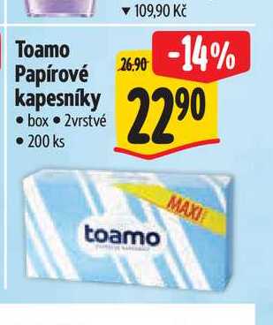 Toamo Papírové kapesníky box 2vrstvé  200 ks 