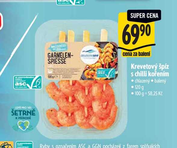   Krevetový špíz s chilli kořením  120 g